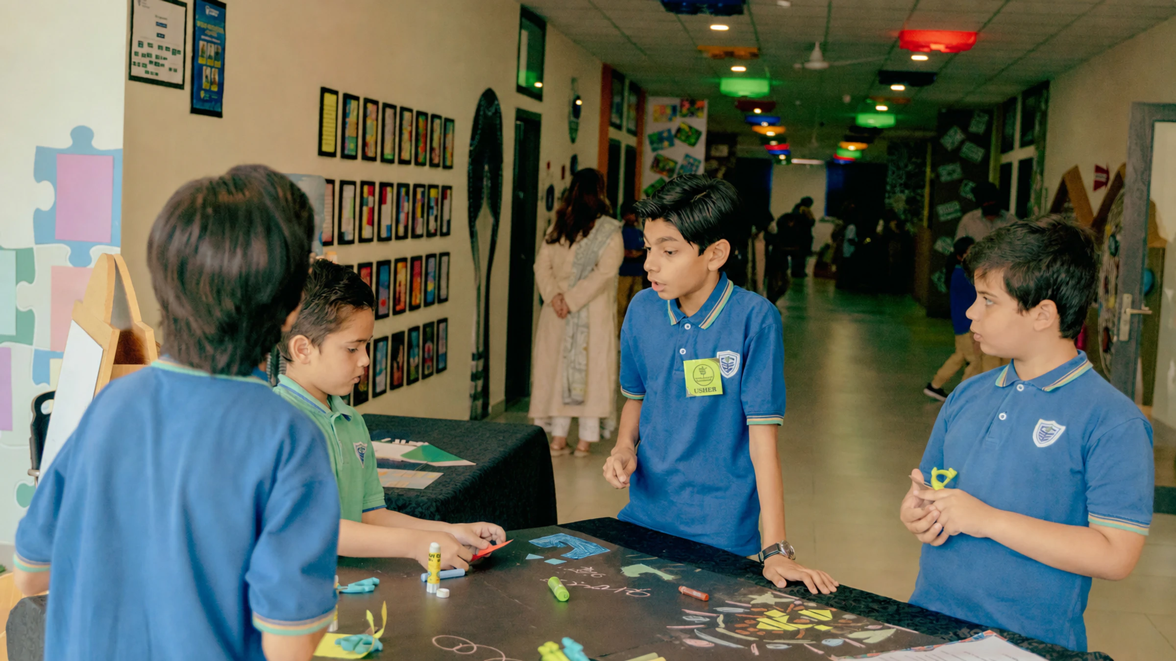 CSI pupils collaborating on a project during the school day
